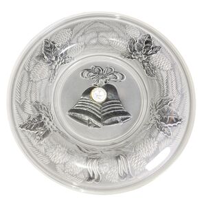 Crystal Clear Ind. Seasons Greetings 8" Round Holly‎ & Pine Cut Crystal Bowl
